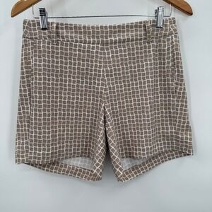 SPANX Shorts Womens Size S Beige White Grid Print Casual‎ Career